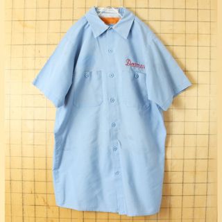 ラングラー(Wrangler)のUSA製 RED KAP チェーンステッチワークシャツ ブルーM 半袖 ss77(シャツ)