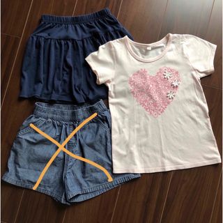 西松屋 - 子ども　女の子　130センチ　Tシャツ　短パン　キュロット　計2枚