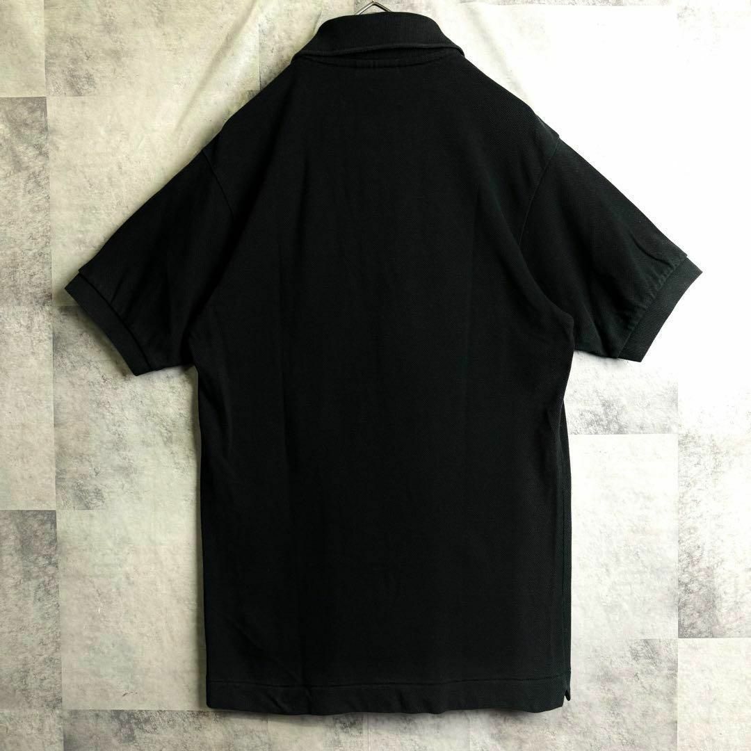 LACOSTE(ラコステ)の定番 美品 ラコステ 鹿子ポロシャツ 半袖 ワンポイント刺繍ロゴ ブラック M メンズのトップス(ポロシャツ)の商品写真