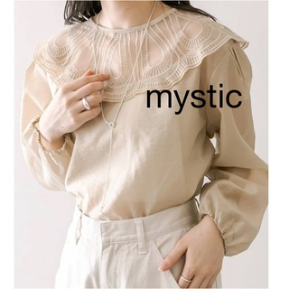 mystic - 新品未使用 mystic ミスティック レース衿ショートシャツ ベージュ