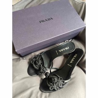 プラダ(PRADA)の超美品！[PRADA]シルク サンダル ミュール プラダ 35ハーフ(サンダル)