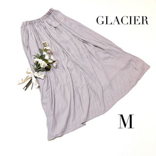 グラシア(GLACIER)のGLACIER グラシア　ロングスカート　M グレー　ベージュ　フレアスカート(ロングスカート)