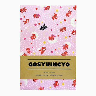 透明の専用カバー付き！【和紙の大判サイズ18×12 御朱印帳】金魚(ピンク)(その他)