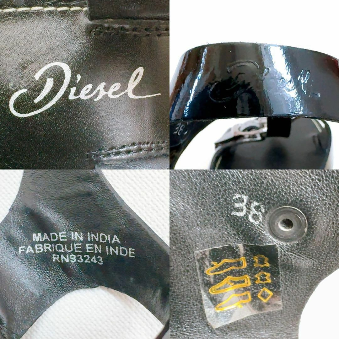 DIESEL(ディーゼル)のDIESEL ディーゼル サンダル 38 ウェッジソール ブラック系 レザー レディースの靴/シューズ(サンダル)の商品写真