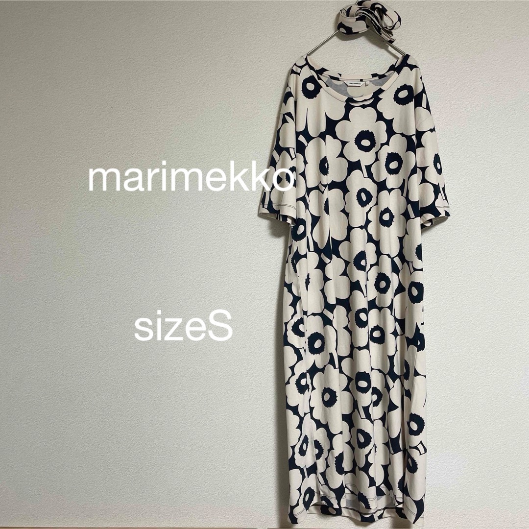 marimekko(マリメッコ)のマリメッコ  半袖ワンピース ロング丈  サイズS ウニッコmarimekko レディースのワンピース(ロングワンピース/マキシワンピース)の商品写真