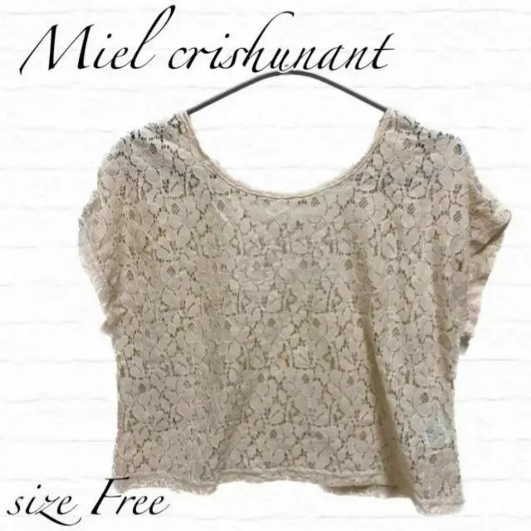 Miel Crishunant(ミエルクリシュナ)の【8日出品の日セール】miel crishunant レース花柄トップス レディースのトップス(シャツ/ブラウス(半袖/袖なし))の商品写真