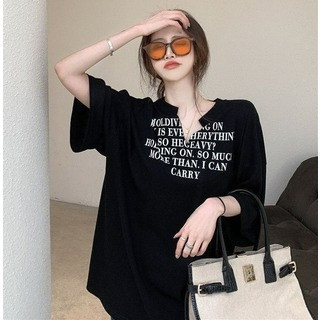 【大人気商品】ストリート ブラック Tシャツ オーバーサイズ 韓国 黒 XL(Tシャツ(半袖/袖なし))