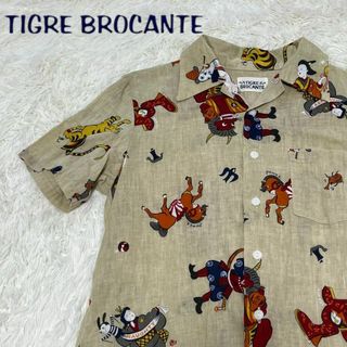 ティグルブロカンテ(TIGRE BROCANTE)のレア　TIGRE ティグルブロカンテ　鬼　馬　ロゴ　アロハ　半袖　シャツ(シャツ/ブラウス(半袖/袖なし))