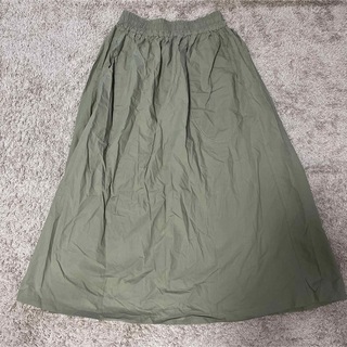 【海外古着】スカート　フレア　膝下　ロング　カーキ　緑　グリーン　韓国(ロングスカート)