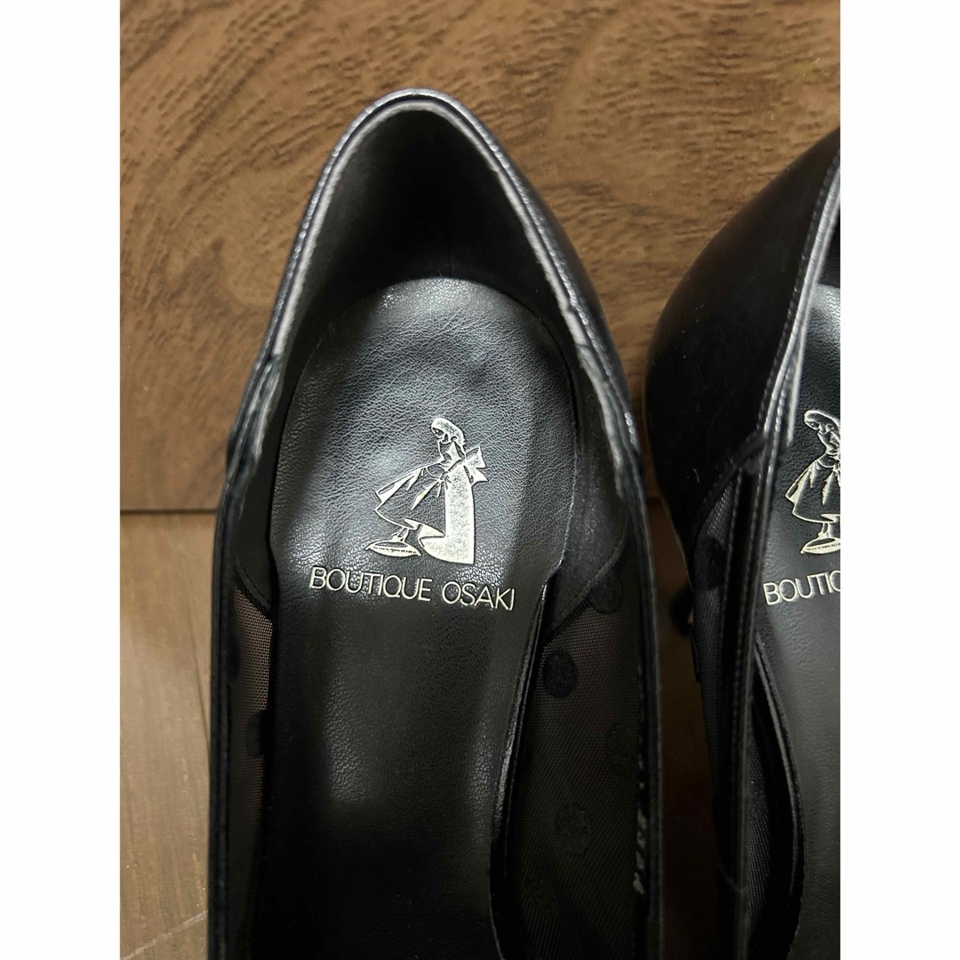ブティックオーサキ　黒チュールドットパンプス23.5 レディースの靴/シューズ(ハイヒール/パンプス)の商品写真