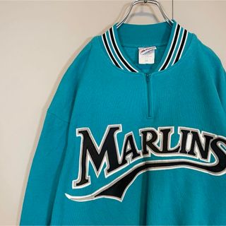 マジェスティック(Majestic)の【usa製、ハーフジップ、オーバーサイズ◎】Majestic MLBマーリンズ(スウェット)