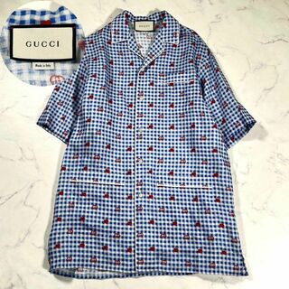 Gucci - 【極美品】GUCCI　インターロッキング　チェック　リネンオープンカラーシャツ