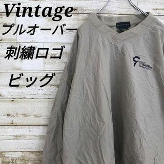 【k2941】USA古着ヴィンテージ刺繍ロゴナイロンプルオーバージャケットビッグ(ナイロンジャケット)