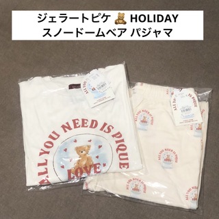 ジェラートピケ【HOLIDAY】スノードームベアワンポイントロングTシャツパンツ