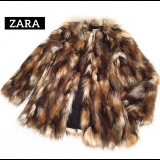 ザラ(ZARA)のZARA ザラ TRAFALUC フェイクファー  コート 毛皮 USA S(毛皮/ファーコート)