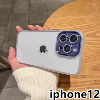 iphone12ケース レンズ保護付き　透明 ホワイト229(iPhoneケース)