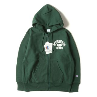 チャンピオン(Champion)の新品 Champion チャンピオン パーカー サイズ:XL 単色タグ復刻モデル フロッキープリント リバースウィーブ ジップ スウェットパーカー ボトルグリーン トップス フーディー スウェットシャツ【メンズ】(パーカー)