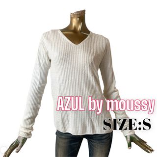 アズールバイマウジー(AZUL by moussy)のAZUL ♥ カジュアル Vネック ミニケーブル編み ランダムリブニット(ニット/セーター)