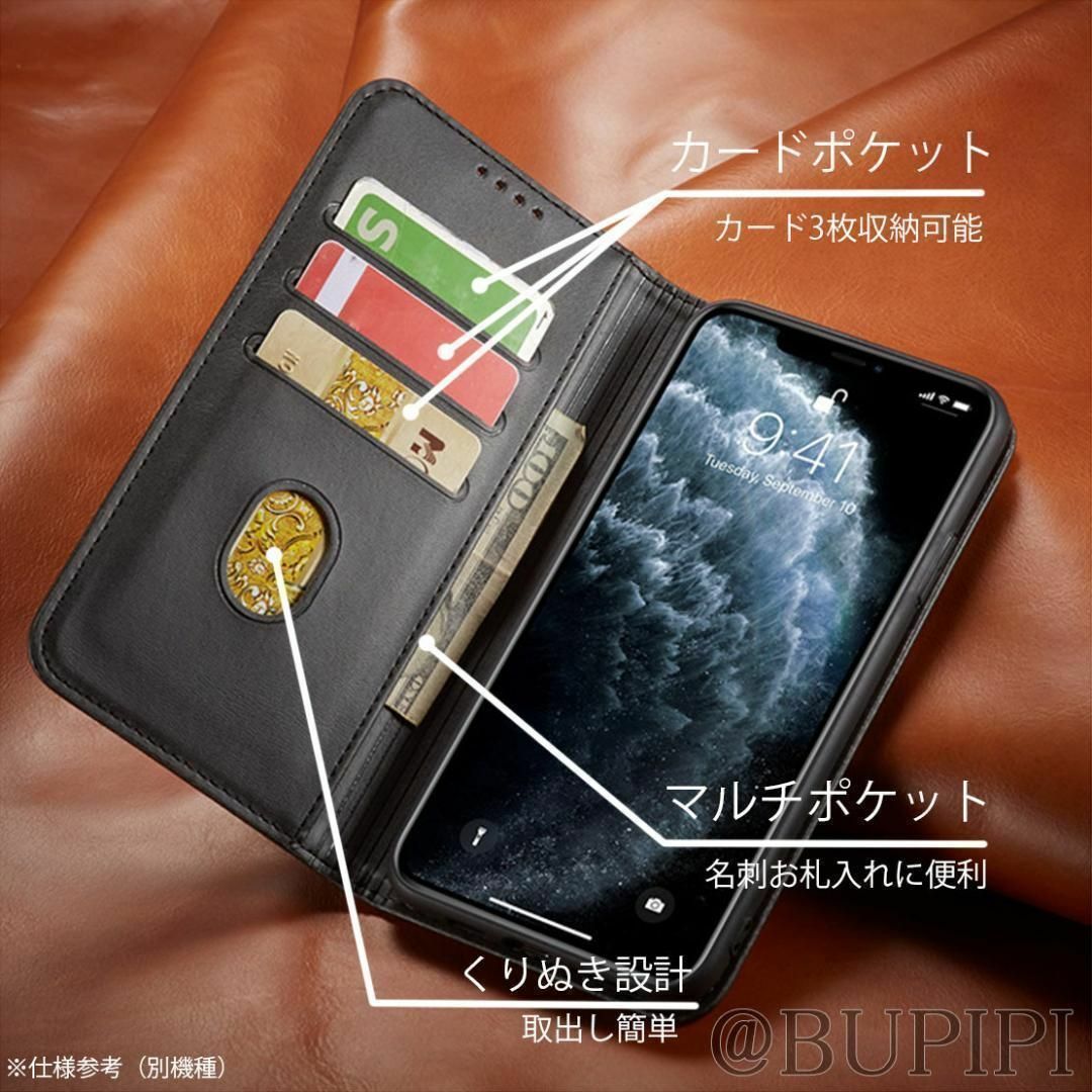 手帳 スマホケース 高品質 レザー iphone XR ブラック カバー CPP スマホ/家電/カメラのスマホアクセサリー(iPhoneケース)の商品写真