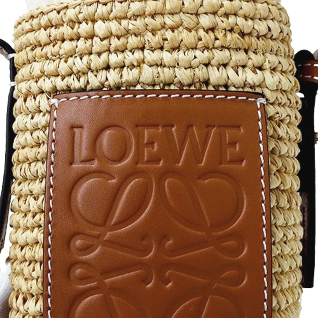 LOEWE(ロエベ)のロエベ LOEWE バッグ レディース ブランド ショルダーバッグ シリンダーポケット ラフィア カーフレザー ナチュラル タン かごバッグ ベージュ ブラウン コンパクト ミニバッグ おしゃれ 【中古】 レディースのバッグ(ショルダーバッグ)の商品写真