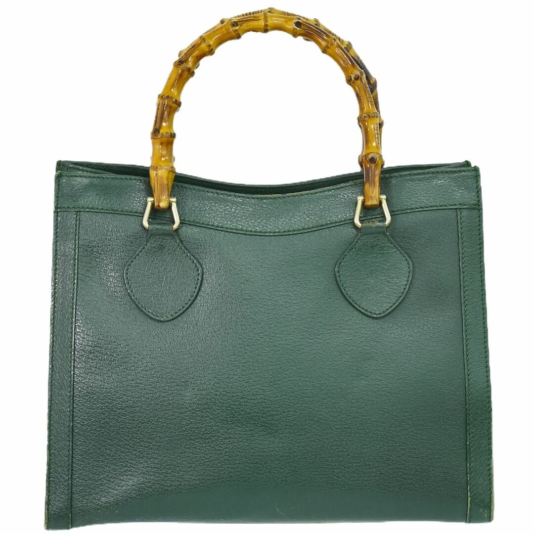 GUCCI - 本物 グッチ GUCCI バンブー ハンドバッグ トートバッグ レザー グリーン Bamboo バッグ 中古