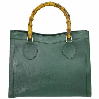 グッチ(Gucci)の本物 グッチ GUCCI バンブー ハンドバッグ トートバッグ レザー グリーン Bamboo バッグ 中古	(ハンドバッグ)