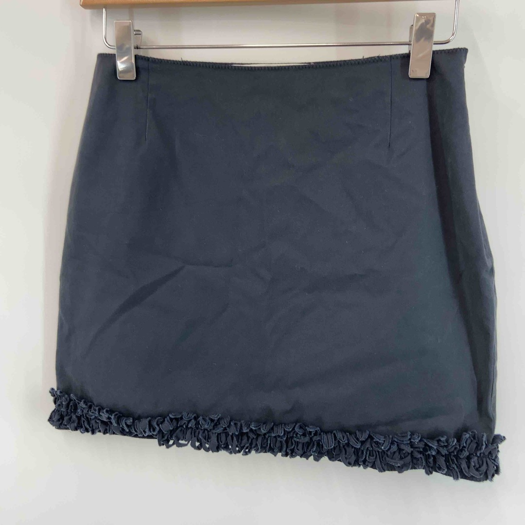 miumiu(ミュウミュウ)のmiumiu ミュウミュウ レディース ミニスカート イタリア製 コットン フリンジ ネイビー レディースのスカート(ミニスカート)の商品写真