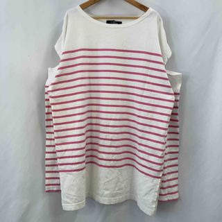 w closet ダブルクローゼット レディース Tシャツ/カットソー(長袖) ピンクボーダー tk(カットソー(長袖/七分))