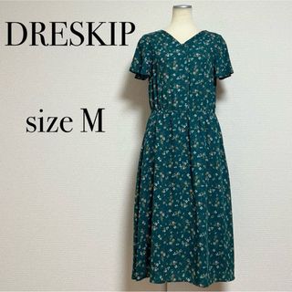 DRESKIP - DRESKIP ロングワンピース フレアワンピース Vネック 半袖 体型カバー