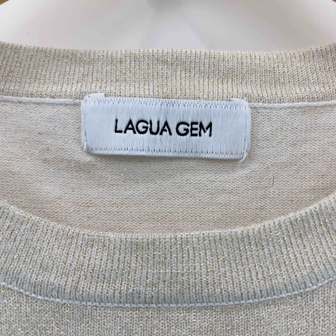 LAGUA GEM(ラグアジェム)のLAGUA GEM ラグアジェム レディース ニット/セーター ベージュ ラメ レディースのトップス(シャツ/ブラウス(半袖/袖なし))の商品写真