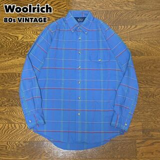 ウールリッチ(WOOLRICH)の80s Woolrich ウールリッチ チェックシャツ ブルー系 ヴィンテージ(Tシャツ/カットソー(七分/長袖))