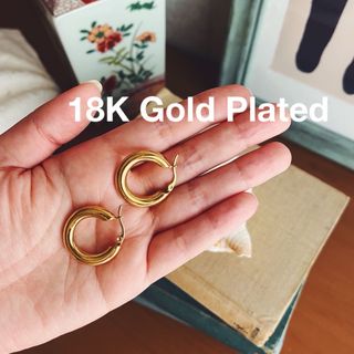 18K Gold Plated シンプルぷっくりフープピアス25mm(ピアス)