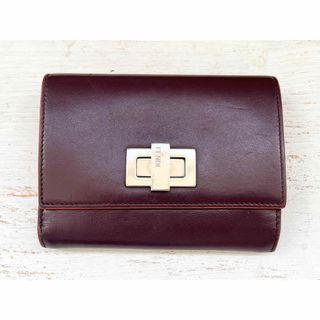 フェンディ(FENDI)の★希少★良品★FENDI ピーカブー 折り財布 ワインレッド×ベージュ(財布)