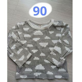 子供服ベビー90　雲柄　グレー　長袖カットソー　ロングtシャツ　春　秋　グレー(Tシャツ/カットソー)