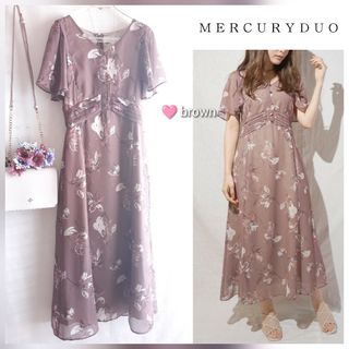 MERCURYDUO - 美品 MERCURYDUO 水彩フラワーフレアスリーブワンピース