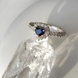 天然サファイア[U2BK]約0.5ct ダイヤ0.54ct プラチナ900リング(リング(指輪))