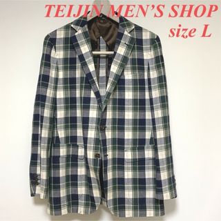 TEIJIN MEN’S SHOP テイジンメンズショップ L綿麻 チェック(テーラードジャケット)