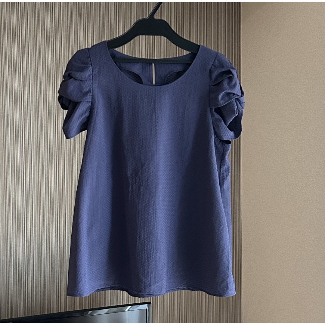 LD prime(エルディープライム)のLD prime ブラウス　カットソー　ブルー　Aライン レディースのトップス(シャツ/ブラウス(半袖/袖なし))の商品写真