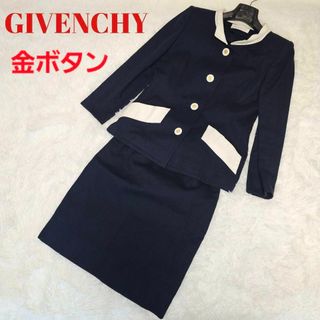 ジバンシィ(GIVENCHY)のGIVENCHY*ジバンシー　スカートセットアップ　　12　金ボタン　ネイビー(スーツ)