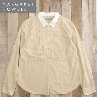 MARGARET HOWELL - 美品★マーガレットハウエル★プルオーバーブラウス 白襟 ストライプ