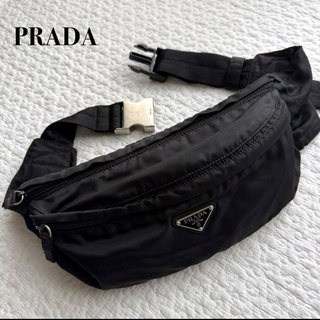 プラダ(PRADA)の美品✨プラダ ウエストポーチ ブラック ナイロン ボディバッグ　黒(ボディーバッグ)