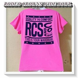 RODEO CROWNS WIDE BOWL - 【タグ付き】ロデオクラウンズワイドボウル♡バックプリント蛍光ピンクＴシャツ