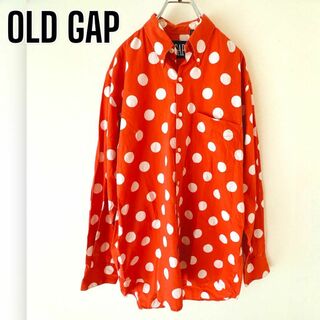 ギャップ(GAP)の90's OLD GAP ドット柄 ボタンダウンシャツ ビンテージ　赤　水玉(Tシャツ/カットソー(七分/長袖))
