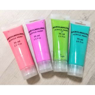 フライングタイガー 蛍光色 アクリル絵の具 75ml 4本セット