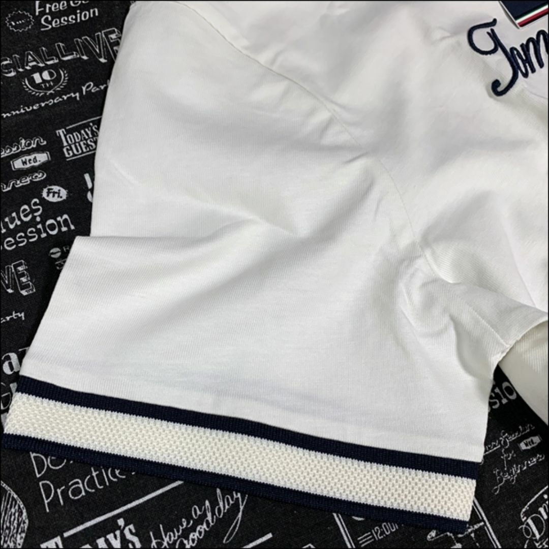 TOMMY HILFIGER(トミーヒルフィガー)の完売品　バーズアイテープロゴTシャツ　ホワイト　XLサイズ メンズのトップス(Tシャツ/カットソー(半袖/袖なし))の商品写真
