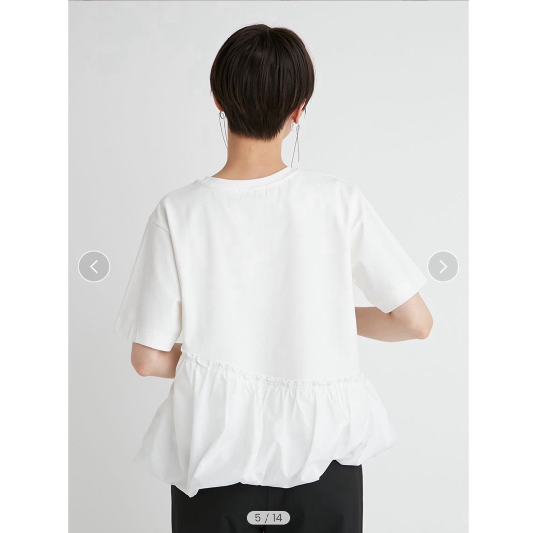 emmi atelier(エミアトリエ)の【emmi atelier】カットコンビバルーンＴシャツ レディースのトップス(Tシャツ(半袖/袖なし))の商品写真