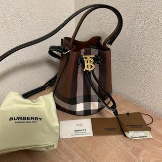 バーバリー(BURBERRY)のBurberry バーバリー バケットバッグ 巾着バッグ チェック ブラウン(ショルダーバッグ)