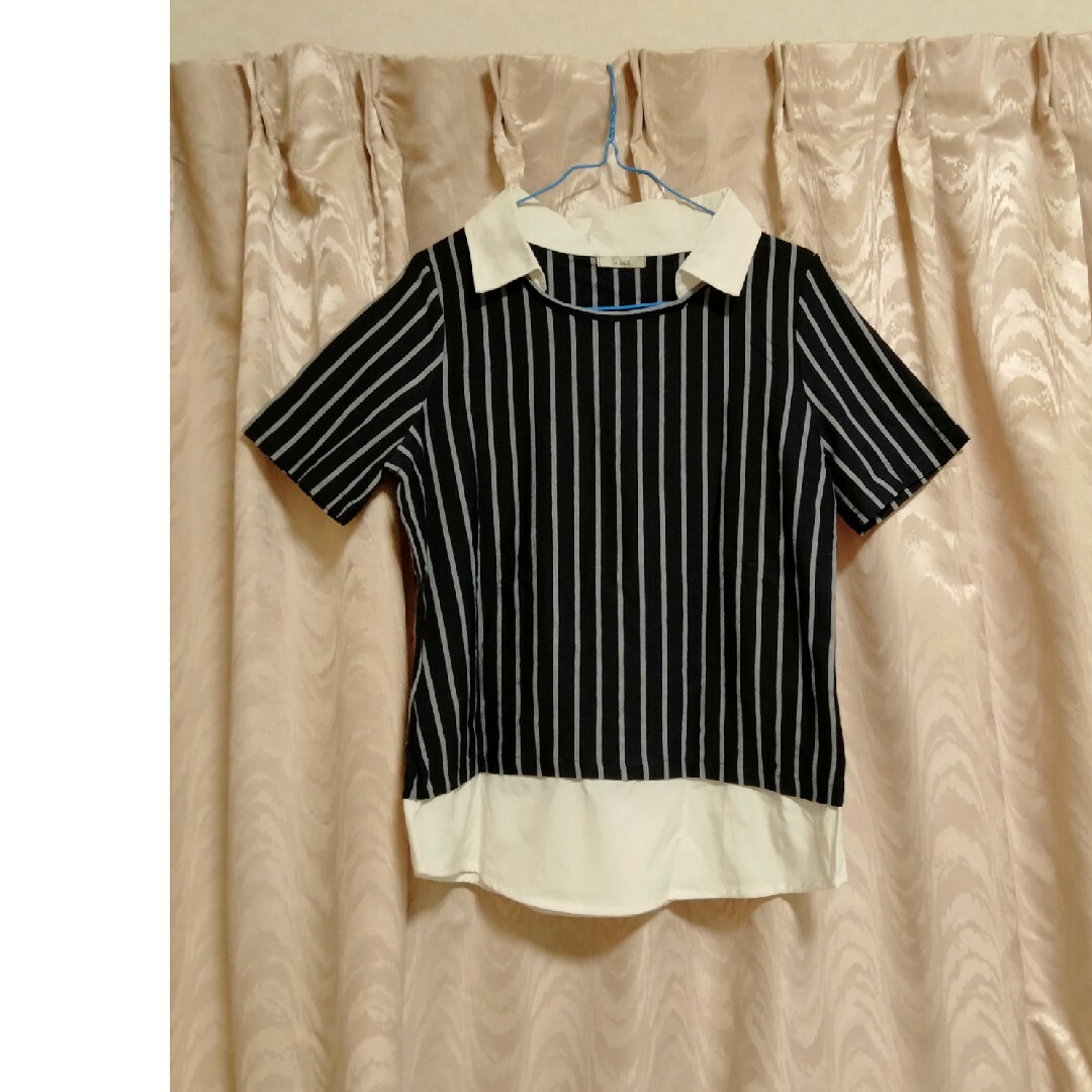 重ね着風 シャツ レディースのトップス(シャツ/ブラウス(半袖/袖なし))の商品写真