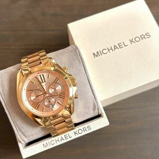 マイケルコース(Michael Kors)の【大特価!!】マイケルコース 英字クロノグラフ腕時計 ピンクゴールド■(腕時計)