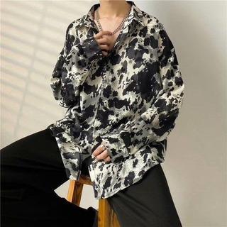 限定価格　古着風　柄シャツ　XL アロハ　韓国　シャツ　レトロ　スケボー　黒(シャツ)